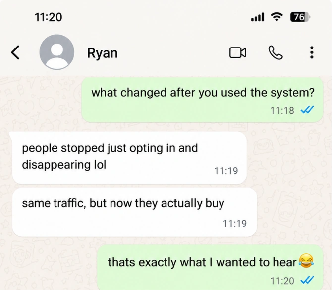 Ryan describing leads buying instead of disappearing