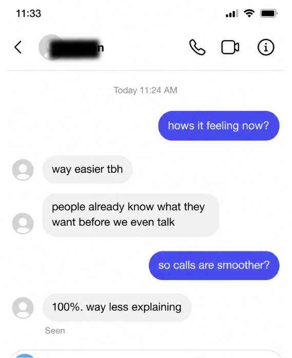 Customer describing smoother calls and less explaining